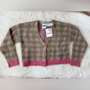 The Ragged Priest Pink and Green Checkered Cardigan XS NWT